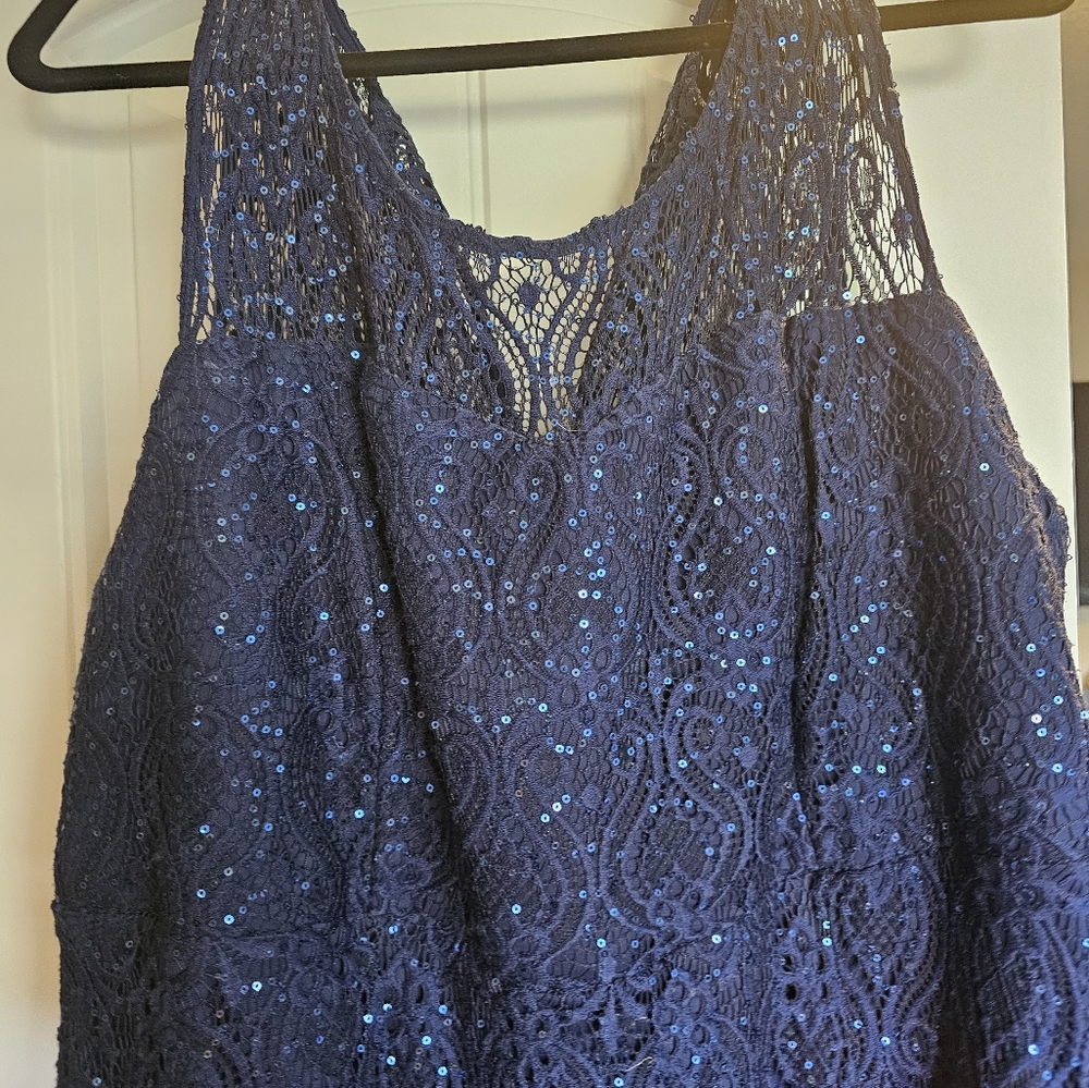Torrid Navy Sleeveless Lace Illusion, Sequence, women's dress, Size 24